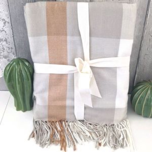 NWOT Indigo OUI Mondo Plaid Super Soft Throw B.
